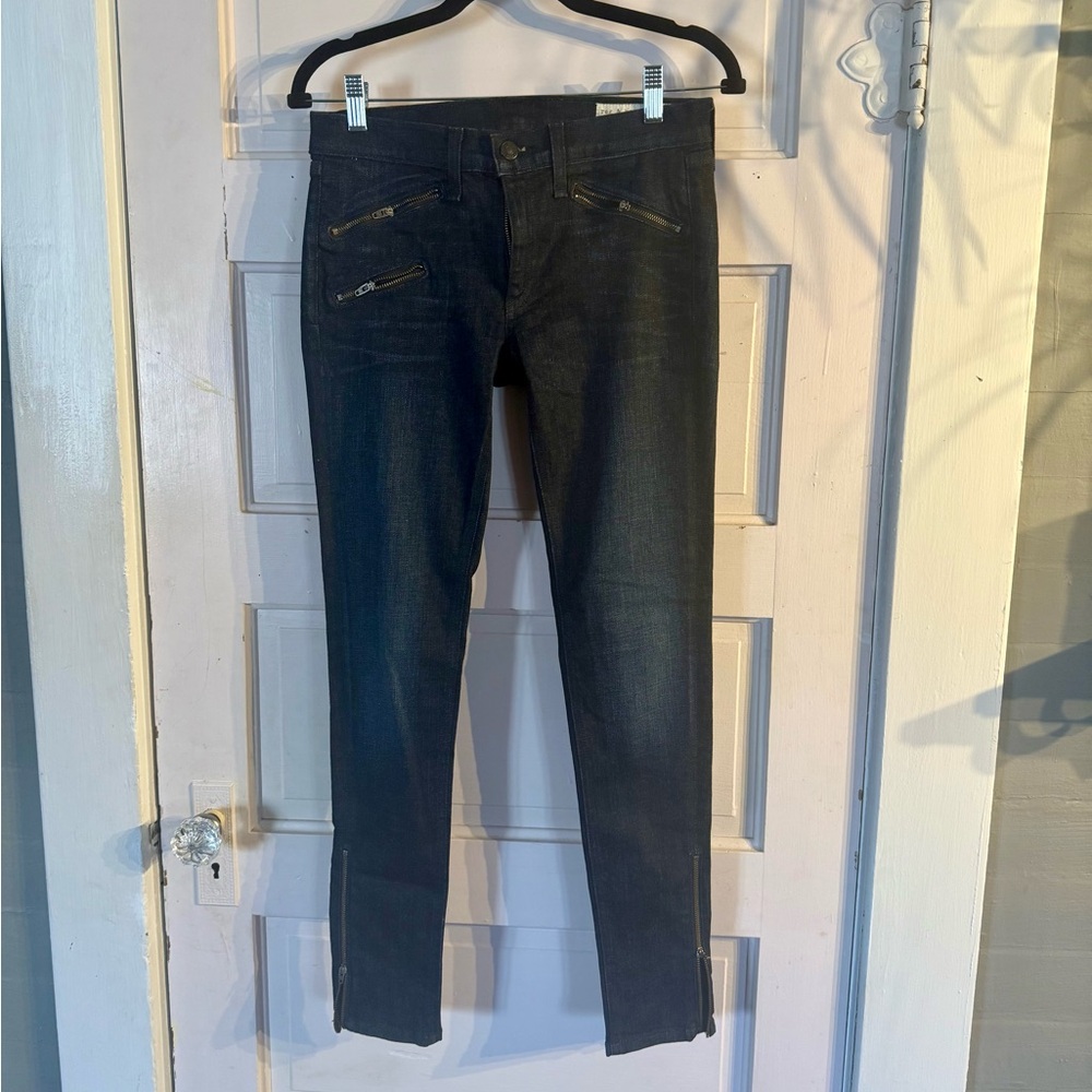 Rag & Bone Blue Skinny Ankle Zip Jeans